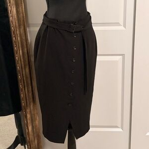 White House Black Market Black Button-Down Pencil Skirt
